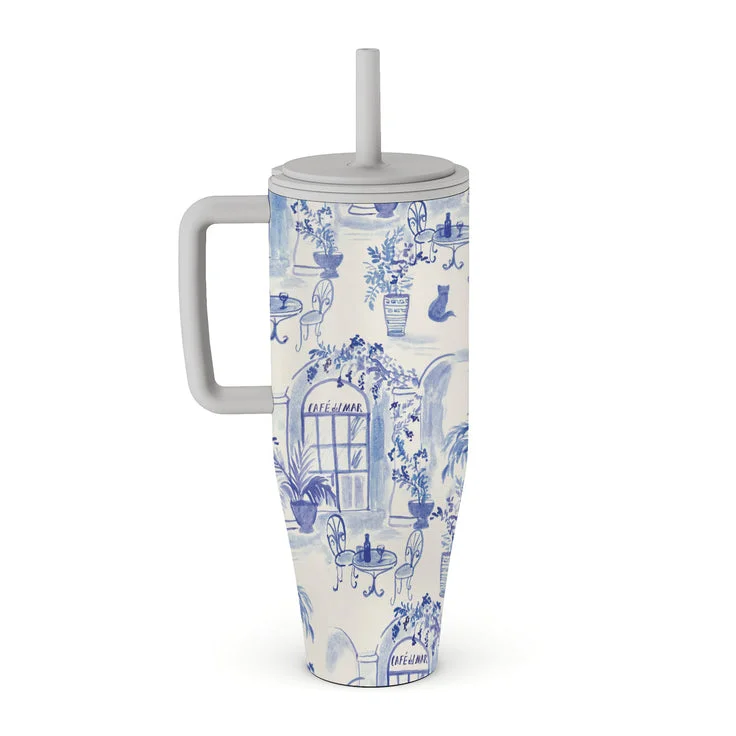 بورجا كوب بورغا المعزول المصنوع من الفولاذ المقاوم للصدأ بسعة 1.2 لتر (40 أونصة) مع مقبض وغطاء مانع للتسرب - كوب سفر مزدوج الجدار معزول بتفريغ الهواء، يحافظ على المشروبات ساخنة لمدة تصل إلى 12 ساعة وباردة طوال اليوم، زجاجة قابلة لإعادة الاستخدام مناسبة لحامل الأكواب من سوبرميسا